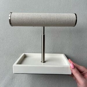 Adjustable White/Brushed Nickel (Silver) Jewelry Organizer and Bracelet Holder